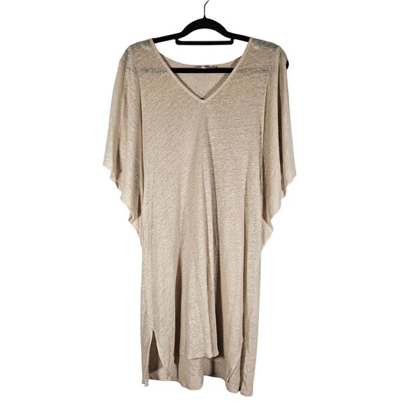 Calypso St. Barth Women Linen Kaftan Beige XS Resort Quiet Luxury Minimalist Bea - Picture 3 of 11